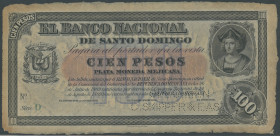 Dominikanische Republik, EL Banco National de Santo Domingo, 100 Pesos o.D. L. 1889 (1890), Ser. D ohne KN und Unterschriften, entwertet "SPECIMEN C.(...