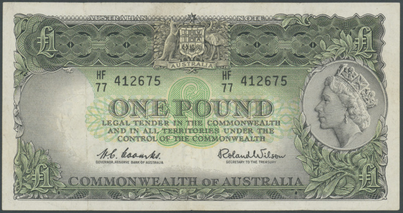 Australien, Commonwealth of Australia, 2 Noten: 1 Pound o.D. (1938-52) P26 a (II...