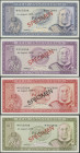 Tonga Government of Tonga, Sammler-Set zu 1, 2, 5, 10 Pa'anga 1.8.1978, 3x mit rotem und 1x mit schwarzem Aufdruck SPECIMEN und Malteser Kreuz vor KN....
