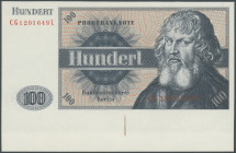 BRD, Deutsche Bundesbank 1960-1999, 100 DM Probebanknote "100", Ser. Nr. CG1201649 L, Makulaturschnitt, I-.