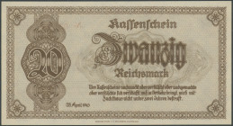 Kleiner Nachlass Banknoten in Schachtel, darunter enthalten sind: Reichsmark 1937-45, BDL 1949 (Rosenberg 258, 260); Alliierte Besatzung 1945-49; Gefä...
