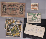 Deutschland, interessantes Konvolut, enthalten sind; Notgeld Felleringen, Gutschein zu 22 Mk. o.D. (1914-16) Dießner 97.3b, II; Neuteich (Danzig) 50 P...