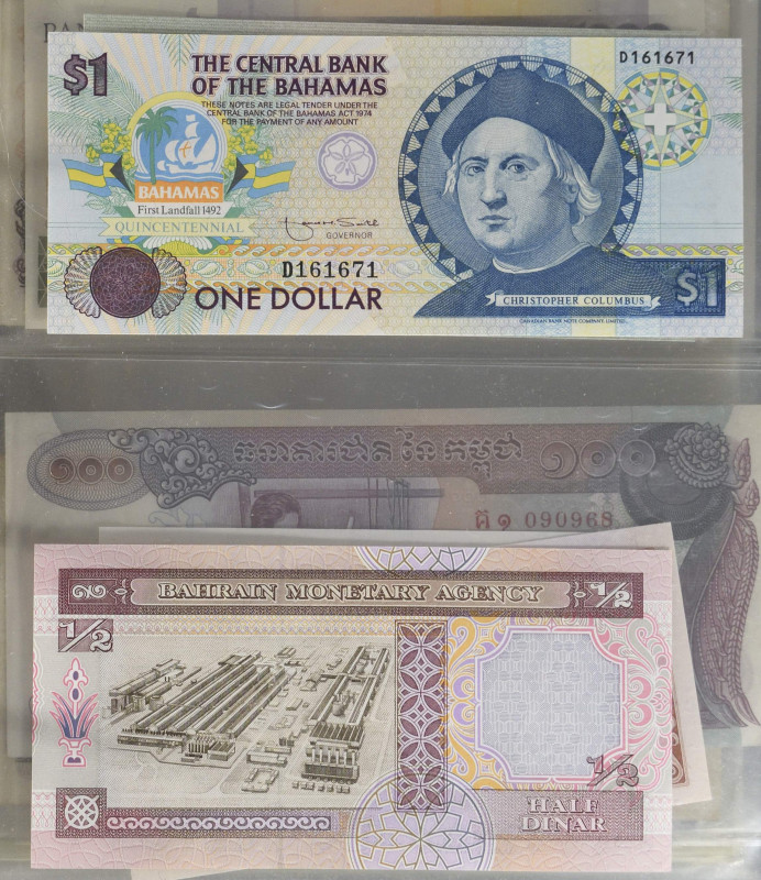 Album mit Weltbanknoten, 85 Stk., davon 82 Stk. kassenfrisch, die besseren sind ...