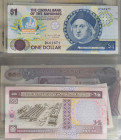 Album mit Weltbanknoten, 85 Stk., davon 82 Stk. kassenfrisch, die besseren sind online abgebildet.