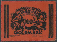 Bielefeld, Stoffgeldausgaben 1921-23, Lot 13 Stk.: 25 Mark 15.7.1921-1.4.1922 (3x); 25 Mark 15.7.1921 (2x); 25 Mark 2.4.1922 (2x); 50 Mark 2.4.1922; 5...