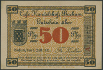 Bochum (Wfl./NRW.) Cafe Handelshof 50 Pf. 1.7.1921 Ser. A, Grab./Mehl 125.1. I