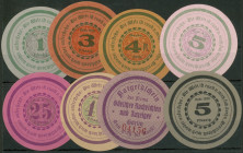Görlitz (Sln./S und Polen) Görlitzer Nachrichten und Anzeiger, 1, 3, 4, 5, 25, 40 und 50 Pf. Dezbr. 1920, 7x mit KN hellrot und 5 Pf. ohne KN (Sammler...