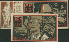 Hamburg (Ham/Ha) Der Stahlhelm, Bund der Frontsoldaten, 3, 5 und 10 Mark o.D. (1922). Grab. 554.1. I/unc.