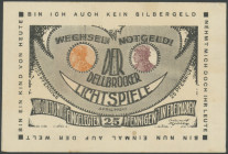 Köln-Dellbrück (Rhl.-NRW), Lichtspiele, 25 Pf. 1921, mit Germania Briefmarken in Papptasche mit einseitig gestanztem Fenster. Tieste 3570.05.10, Erh. ...