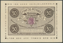 Köln-Dellbrück (Rhl.-NRW), Lichtspiele, 50 Pf. 1921 Germania Briefmarke in Papptasche mit einseitig gestanztem Fenster. Tieste 3570.05.15, Erh. I.
