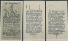 Preußen, Westfalen, Westfälische Goldanleihe der Landesbank der Provinz Westfalen, 3x Probedrucke zu 4,20 Goldmark = 1 Dollar 10.11.1923-28.2.1924. oh...