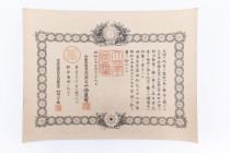 Japan, Verleihungsurkunde zum Orden der aufgehenden Sonne 2. Klasse, leichte Gebrauchsspuren, Zustand 2.