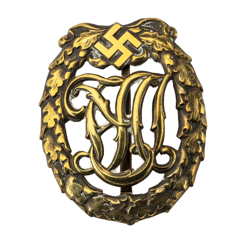 Reichssportabzeichen, in Gold, DRL mit Hakenkreuz, rückseitig mit Hersteller "Fe...