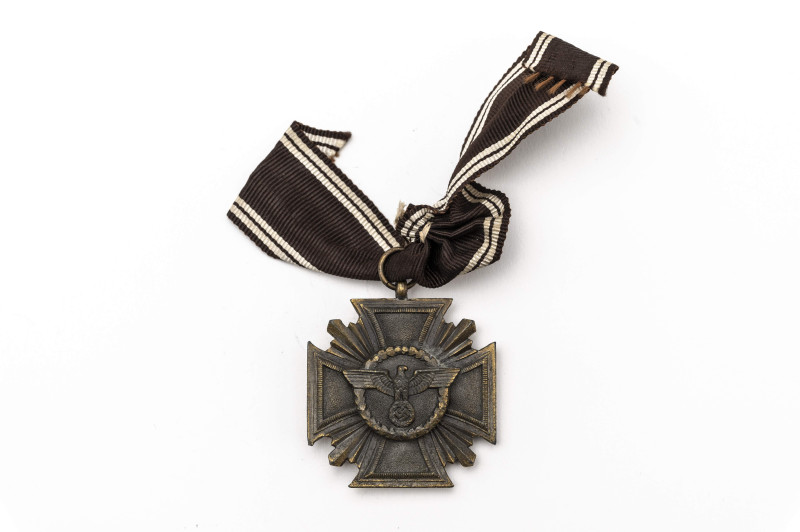 Dienstauszeichnung in Bronze 1. Stufe, flache Form, Bronze, OEK 3763, am Band, Z...