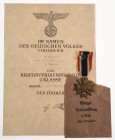 Kriegsverdienstkreuz 2. Klasse mit Schwertern, mit Verleihungstüte, Verleihungstüte rückseitig mit Aufdruck "Wilhelm Deumer Lüdenscheid", OEK 3835, da...