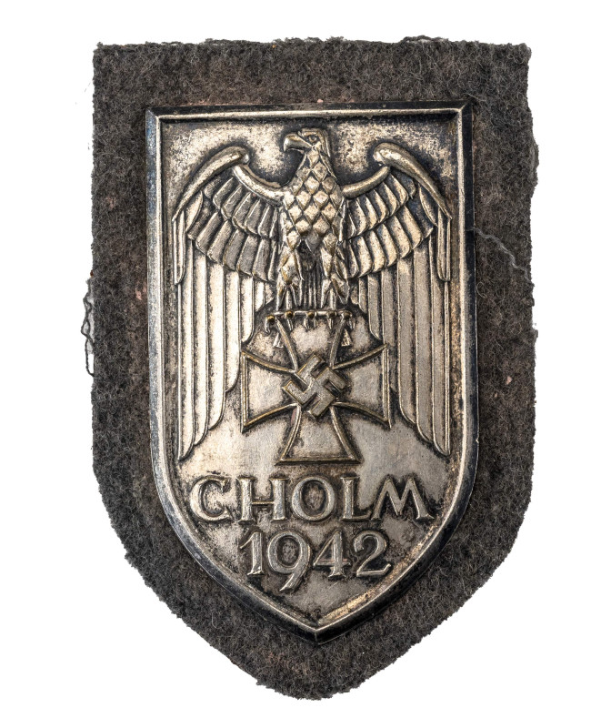 Cholmschild, Weißmetall versilbert, Ausführung mit kurzem "M", auf ausgeblichene...
