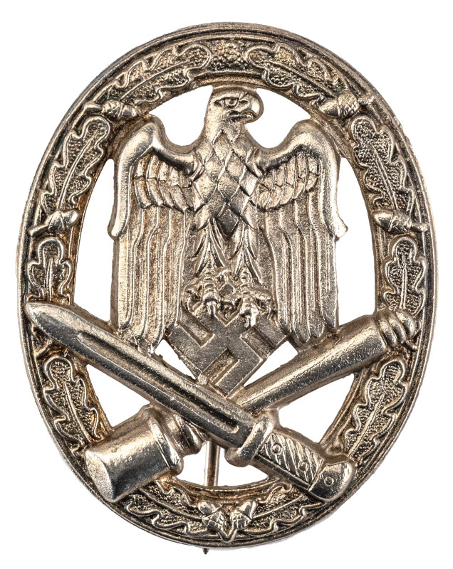 Allgemeines Sturmabzeichen, Buntmetall versilbert, rückseitig mit Hersteller "R....