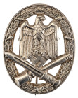 Allgemeines Sturmabzeichen, Buntmetall versilbert, rückseitig mit Hersteller "R.S." für die Firma Rudolf Souval Wien, dazu eingeritzt "TG", OEK 3896, ...