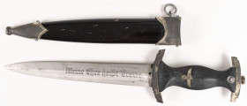Schutzstaffel Dienstdolch M33, Klinge mit Hersteller "RZM 1053/38" für die Firma Weyersberg Kirschbaum & Co. Solingen, Devise "Meine Ehre heißt Treue"...
