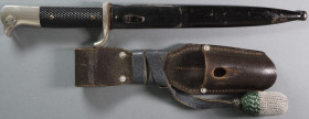 Wehrmacht Heer, Seitengewehr für K98, Klinge in gutem Zustand mit Herstellerzeichen "E. & F. Hörster Solingen", Griffschale und Griffschrauben unbesch...