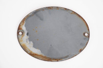 Emailleschild, Volkswagen, "KDF-Wagen - Die Deutsche Arbeitsfront", rot mit weißer Schrift, oval, Maße ca. 11,5 x 15 cm, zwei vorgebohrte Löcher zur B...