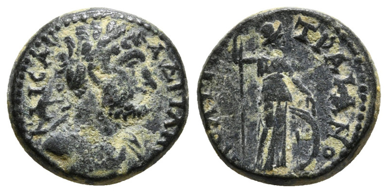 PHRYGIA. Trajanopolis. Hadrian (117-138). Ae.
Obv: ΚΑΙСΑΡ ΑΔΡΙΑΝΟС.
Laureate bus...