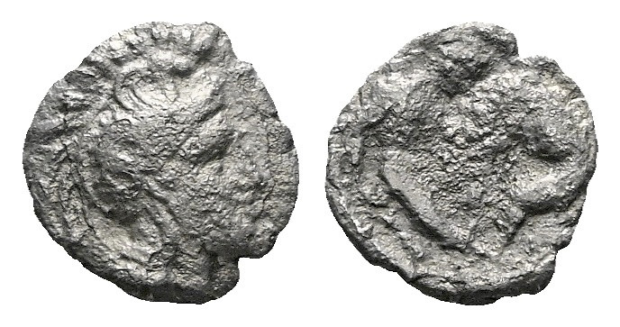 Calabria, Tarentum Diobol circa 325-280, AR 11.00 mm., 0.86 g.

About VF