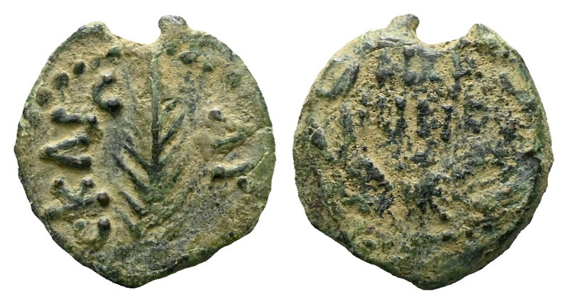 Judaea, Porcius Festus, 59-62 Jerusalem Prutah circa 59-62, Æ 17.00 mm., 2.19 g....
