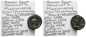 Egypt, Alexandria Maximianus Herculius, first reign 286-305 Tetradrachm circa 286-305 - Sold with original collector's ticket.