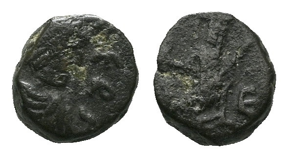 Leo Im 457-474 with Verina AE4 Uncertain mint circa 457-474, Æ 7.00 mm., 1.61 g....