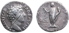 Rome Roman Empire 145 - 160 AR Denarius - Marcus Aurelius (COS II; Honos) Silver Rome Mint 2.91g VF Chopmarked RIC III 429A OCRE ric.3.ant.429A