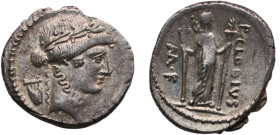 Rome Roman Republic (ancient) 42 BC AR Denarius (Clodia: Publius Clodius; P•CLODIVS M•F; Mint during the Second Triumvirate) Silver Rome Mint 3.7g XF ...