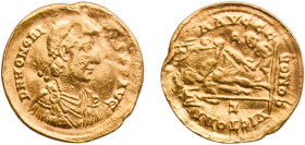 Rome Western Roman Empire 395 - 402 AV Solidus - Honorius (VICTORIA AVGGG) Gold Mediolanum Mint 2.53g VF Mount Removed RIC X 1206 OCRE ric.10.hon_w.12...