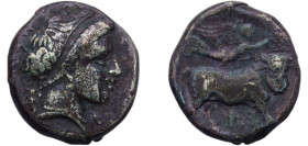 Greece (ancient) Neapolis (Campania) 275 BC - 250 BC AR Nomos (Nymph & Man-headed bull) Silver 7.04g VF HN Italy 579 SambonArt 464-469 BMC Greek 80 GC...