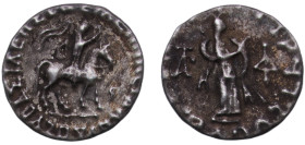 India (ancient) Indo-Scythian Kingdom 35 BC - 12 BC AR Drachm - Azes II (Athena) Silver Hazara Mint 1.67g VF MIG 847a MACW 2353-2354