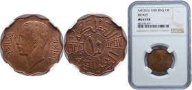 Iraq Kingdom AH 1357 (1938) 10 Fils - Ghazi I Bronze Royal Mint (Tower Hill) (8250000) 6.75g NGC MS 63 KM 103b Schön 10b
