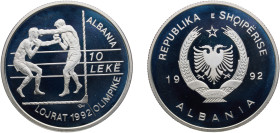 Albania Fourth Republic 1992 10 Lekë (1992 Summer Olympic Games) Silver (.925) Budapest Mint (20000) 28.39g PF KM 70