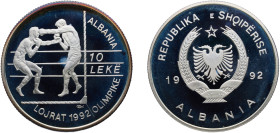 Albania Fourth Republic 1992 10 Lekë (1992 Summer Olympic Games) Silver (.925) Budapest Mint (20000) 28.42g PF KM 70