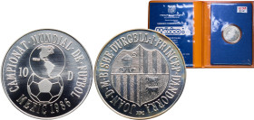 Andorra Principalty 1986 10 Diners - Joan Martí i Alanis (XIII FIFA World Cup) Silver (.900) Karlsruhe Mint (10000) 8g PL KM 34