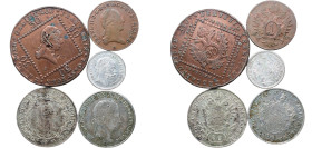 Austria 1800 - 1872 Coinage (5 Lots, with 3 silver coins) 37.3g XF