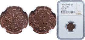 Austria Austro-Hungarian Empire 1885 5⁄10 Kreuzer Copper Vienna Mint (16200000) 1.67g NGC MS 62 KM 2183