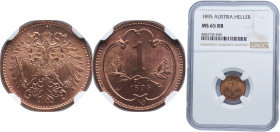 Austria Austro-Hungarian Empire 1895 1 Heller - Franz Joseph I Bronze Vienna Mint (49515000) 1.67g NGC MS 65 KM 2800 Schön 3