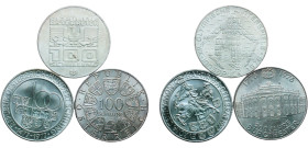 Austria Second Republic 1975 - 1977 100 Schilling (3 Lots， weight all 72.1gr) Silver UNC