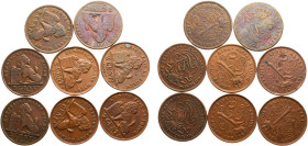 Belgium Kingdom 1876 - 1919 2 Centimes (8 Lots) Copper Brussels Mint XF