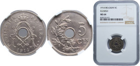Belgium Kingdom 1914 5 Centimes - Albert I (Dutch text) Copper-nickel Brussels Mint (6039940) 2.5g NGC MS 64 KM 67 LA BFM-23 Schön 25