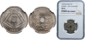 Belgium Kingdom 1938 25 Centimes - Léopold III (BELGIE-BELGIQUE) Nickel brass Brussels Mint (14932000) 6.5g NGC MS 64 KM 115 LA BFM-59 Schön 74 Mor 46...