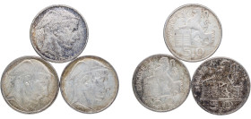 Belgium Kingdom 1948 - 1951 50 Francs (French text, 3 Lots，weight all 37.6gr) Silver (.835) Brussels Mint UNC KM 136 LA BFM-185 Schön 108