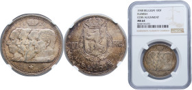 Belgium Kingdom 1948 100 Francs (Kings; Dutch text) Silver (.835) Brussels Mint (1000000) 18g NGC MS 64 KM 139 LA BFM-199 Schön 102