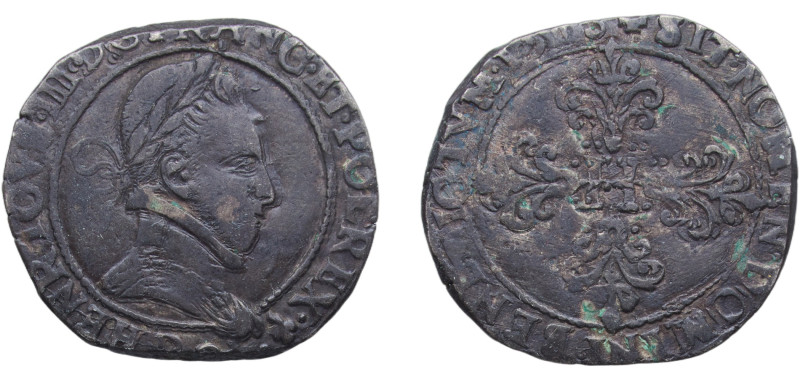 France Kingdom 1578 ½ Franc - Henri III Silver (.833) 7.01g XF Dy royales 1131