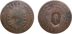 Angola Portuguese colony 1837 2 Macutas - Maria II (Countermark CROWNED SHIELD over "1 Macuta, José") Copper 34.56g VF KM 51.1 Gomes M2 05.01 to 05.04...
